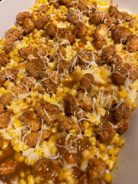 Copycat KFC Chicken Bowl Casserole Kfc Popcorn Chicken Bowl Recipe, Kfc Casserole Recipe, Kfc Famous Bowl Recipe Casserole, Kfc Bowl Recipe Casserole, Popcorn Chicken Meals, Chicken Bowl Casserole, Kfc Casserole, Kfc Bowl Casserole, Copycat Kfc Bowl