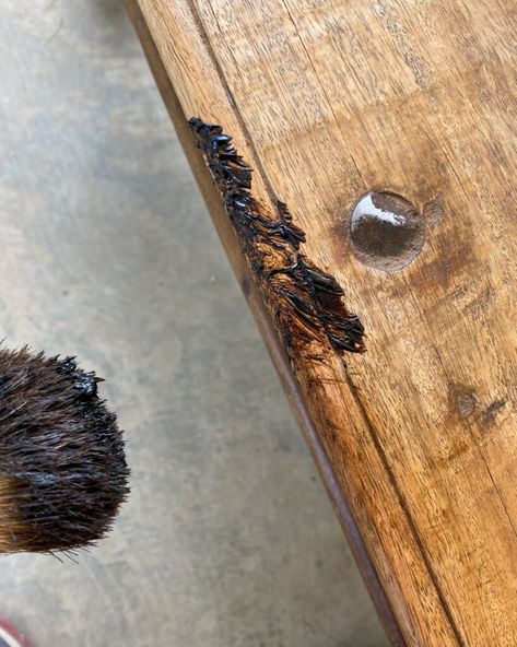 Use a combination of clear, dark, and black Annie Sloan wax to create a gorgeous finish on a coffee table. Brown Wax On Furniture, Wood Wax Finish Diy, Dark Wax Over Stained Wood, Behr Wax Decorative Finish Dark Antique, Wax Stains On Wood, Black Wax Over Stained Wood, Dark Wax On Raw Wood, Refinish Mahogany Furniture, Refinished Coffee Table Ideas