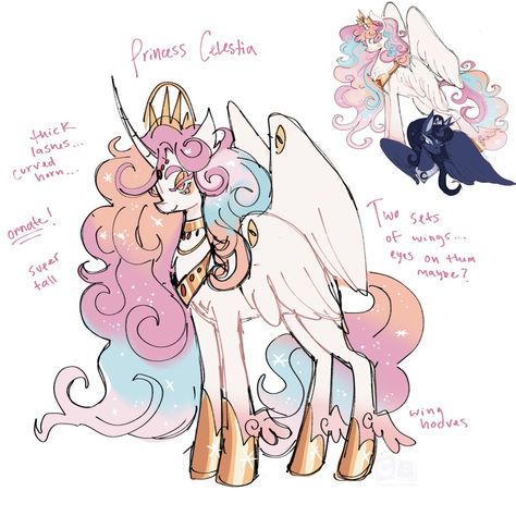 princess celestia and luna concepts i’m going it refine based off my old designs i made last year…. celestias hair is KILLING ME