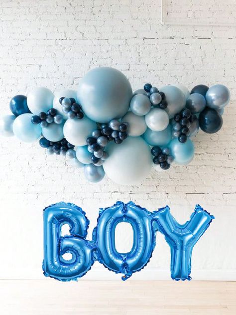 1pc Small Boy Alphabet Letters Balloons Foil Balloons Mylar Balloons For Party Decoration (Blue Baby Boy)I discovered amazing products on SHEIN.com, come check them out! Yay Balloons, Baby Boy Balloons, Its A Boy Balloons, Sweets Table, Giant Balloons, Blue Palette, Family Decor, Small Boy, Balloon Columns