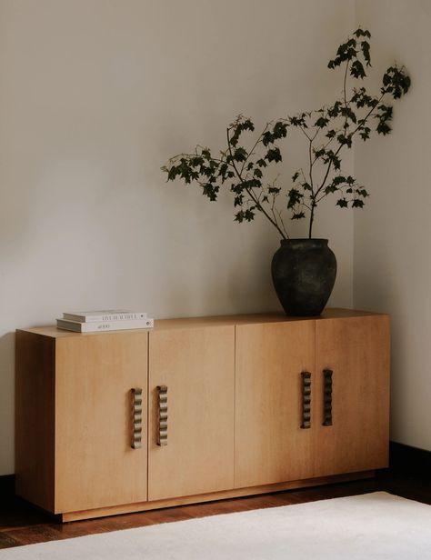 Fielder Modern Birch Sideboard Natural Wood Sideboard, Living Room Stools, Mid Century Sideboard, Solid Wood Sideboard, Burnished Brass, Table Cafe, Cleaning Wood, Wood Sideboard, Table Vases