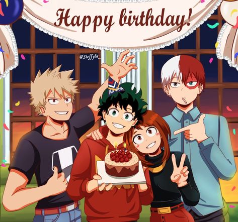 My Hero Academia Party, My Hero Deku, Anime Happy Birthday, Hero Deku, Anime Birthday, Wish You Happy Birthday, Happy Birthday Art, Birthday Wallpaper, Happy Birthday Dear