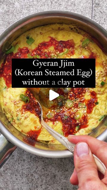 Lis Lam on Instagram: "Yes, you can make Gyeran Jjim or Korean steamed eggs without a clay pot! It’s actually pretty much the same lol Keep in mind: stainless steel doesn’t retain heat as well as a clay pot. That means the cooking process will be faster but the eggs will deflate faster too! As always, add the seasonings to your liking. I’m always changing things up but I really enjoyed this version: Ingredients: (2 servings) -5 large eggs -1 tsp salted shrimp -1 green onion -pinch Gochukaru -3/4 cup water or dashi stock Instructions: ✨Mix ingredients very well until there’s no clumps ✨Heat up your smallest stainless steel pot on medium high heat ✨Add egg mixture ✨Stir egg mixture until large curds form ✨Cover and lower heat to low ✨Steam until eggs are puffy and cooked throug Korean Steamed Egg Recipes, Korean Steam Egg Recipe, Korean Steamed Eggs, Steam Egg Recipe, Korean Steamed Egg, Steam Egg, Salted Shrimp, Dashi Stock, Egg Tofu