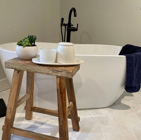 "The most beautiful large rustic stools" The old barn XL rustic stool. Perfect for seating, side tables, bath tub stools and bedside… Puff Chair, Side Table Rustic, Bathroom Display, Japandi Bathroom, Old Stables, House Diy Projects, Rustic Bedside Table, Barn Inspiration, Rustic Bed