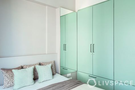 wardrobe cost-green wardrobe Small Bedroom Cupboards, Wardrobe Design With Dressing Table, Best Wardrobe Designs, Green Wardrobe, Wooden Cupboard, Bedroom Cupboards, Simple Bedroom Design, Bedroom Cupboard Designs, Wardrobe Designs