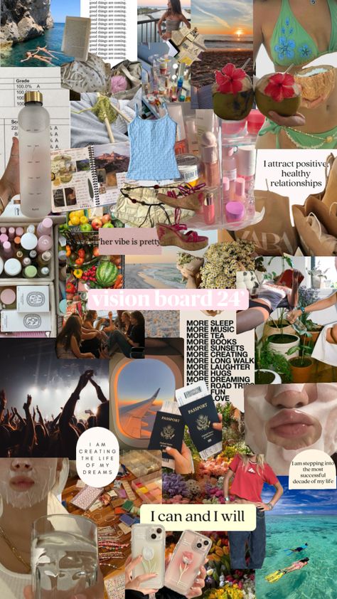 vision board for the new year 🪼#vibes #visionboard #wallpaper #myyear #manifest Baddie Vision Board, New Year Vibes, Manifestation Board, Your Aesthetic, Vision Board, Energy