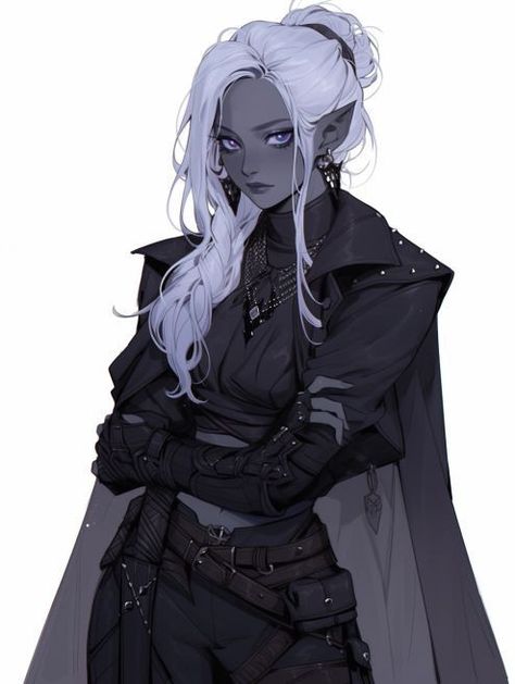 Drow Dnd Art, Dnd Drow Character Design, Female Drow Dnd, Half Drow Female, Drow Female Art, Dark Elf Character Design, Drow Character Design, Dnd Drow Female, Female Elf Character Design