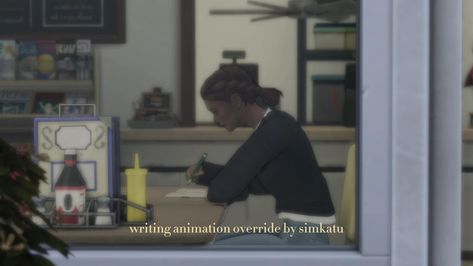 writing animation override | simkatu Sims 4 Picture Override, Sims 4 Nap Override, Sims 4 Ui Override, Sims 4 Animation Pack, Sims 4 Animation Override, Sims4 Override, Sims 4 Overrides, Sims Animations, Writing Animation