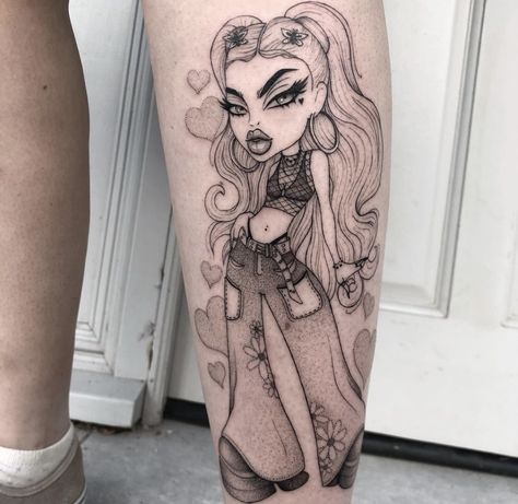 Bratz Doll Tattoo Ideas, Doll Tattoo Ideas, Bratz Doll Tattoo, Fairy Bratz, Disney Princess Tattoo, Doll Tattoo, Witch Tattoo, Spooky Tattoos, Tattoo Portfolio