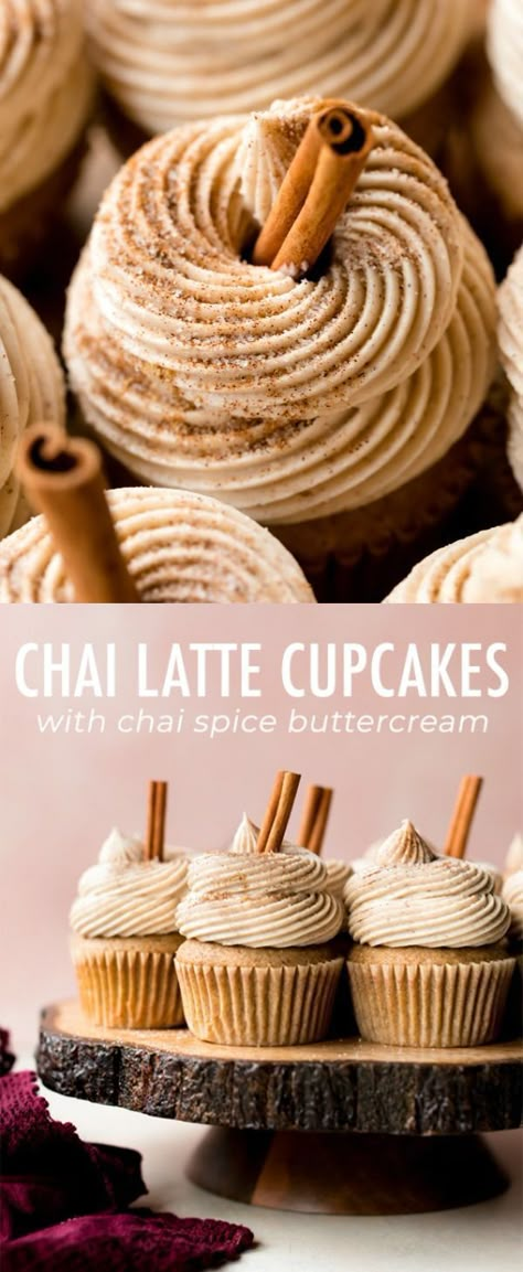 Simple Cupcake Recipe, Chai Latte Cupcakes, Spiced Buttercream, Fall Cupcakes, Easy Cupcake Recipes, Sally's Baking, Cupcake Flavors, Easy Cupcakes, Oreo Dessert