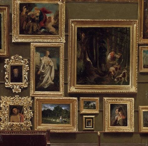 Dark Academia Painting, Art Academia, Museum Interior, Light Academia Aesthetic, Gold Frames, Old Paintings, Aesthetic Painting, Academia Aesthetic, Light Academia