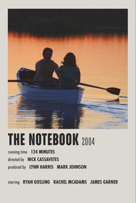 Ryan Gosling And Rachel Mcadams, The Notebook 2004, Notebook Movie, Gena Rowlands, James Garner, Mark Johnson, Music Poster Ideas, Movie Covers, The Notebook