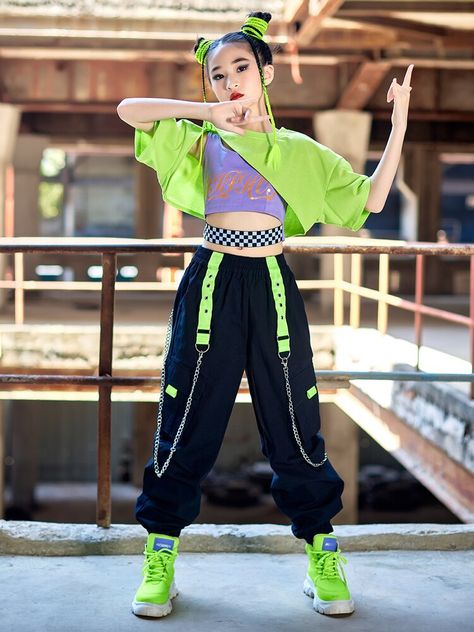 Dance Costumes Hip Hop, Hip Hop Pants, Dance Competition Costumes, Competition Costumes, Hip Hop Dance, Dance Competition, Short Sleeve Cropped Top, Kids Shorts, Black Crop Tops