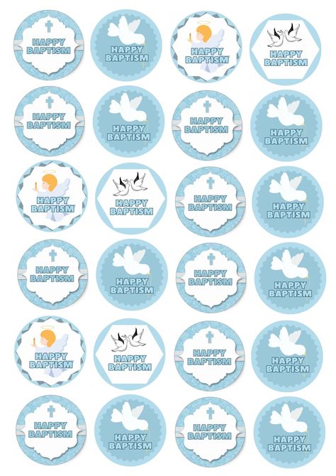 24 pcs Cupcake Toppers Size: 1.7 x 1.7 Ready to print in an A4 size photo paper Christening Cupcake Toppers Printable, Diy Cake Topper Printable, Baptism Cupcakes, Christening Cupcakes, Baby Boy Cake Topper, Cupcakes For Boys, Wedding Cupcake Toppers, Blue Cupcakes, Boy Cake