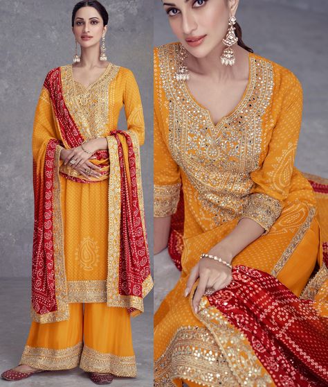 Yellow Bandhani suit ,Pakistani ,Indian, Wedding, Party Wea,r Designer, Salwar Kameez Suits, Ready Heavy Silk ,Dupatta ,Dress,Red Silk Bandhani Suit Design, Pakistani Dresses Eid, Bandhani Suit, Gown Style Dress, Indian Wedding Party, Dupatta Dress, Pakistani Lehenga, Suit Pakistani, Designer Salwar Kameez