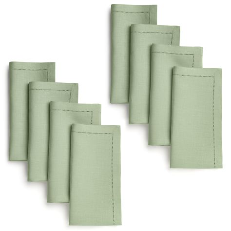 PRICES MAY VARY. PRODUCT - Sage Green Linen Dinner Napkins, Hemstitch, Set of 8, 20 x 20 Inch; handcrafted by specially trained artisans in small batches. PREMIUM EUROPEAN LINEN - These sage green napkins are made from 100% European flax linen, not blended with cheaper materials like cotton or polyester. Pure linen is an exceptionally durable midweight, hypoallergenic (good for people with allergies) fabric which outperforms cotton in tensile strength and abrasion resistance. CARING FOR LINEN - Sage Green Napkins, Green Cloth Napkins, Linen Dinner Napkins, Green Napkins, European Linens, Dinner Napkins, Cloth Napkins, Pure Linen, Fall Thanksgiving