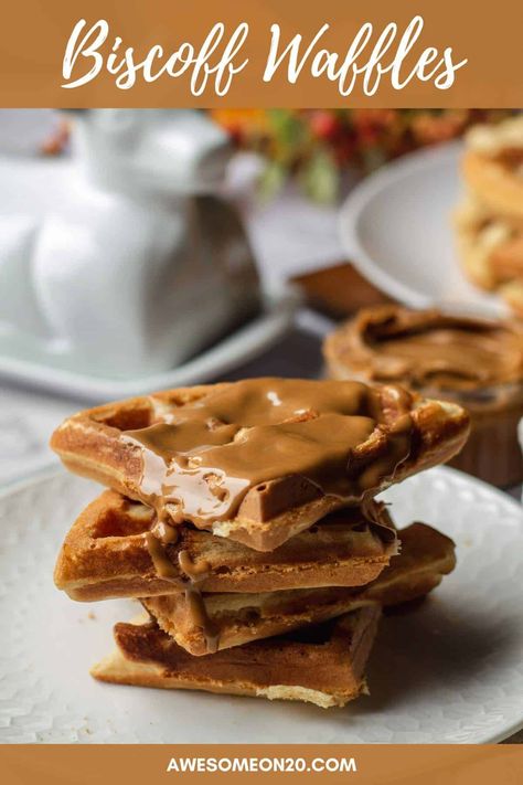 Make yourself some Biscoff Waffles and start the day off with something awesome. Light and crispy and sweet and spiced, this breakfast recipe is absolutely delicious. #wafflerecipe #biscoff #breakfastrecipes Biscoff Waffles, Nutella Waffles, Waffle Toppings, Spice Cookies, Waffle Iron, Ice Cream Flavors, Waffle Recipes, Pancakes And Waffles, Breakfast Recipe