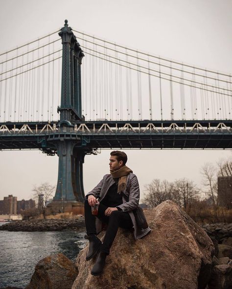 Bridge Photos, Winter Editorial, Mens Fashion Rugged Simple, Under Bridge, Nyc Photoshoot, Male Models Poses, Men Photoshoot, Swag Men, Hipster Man