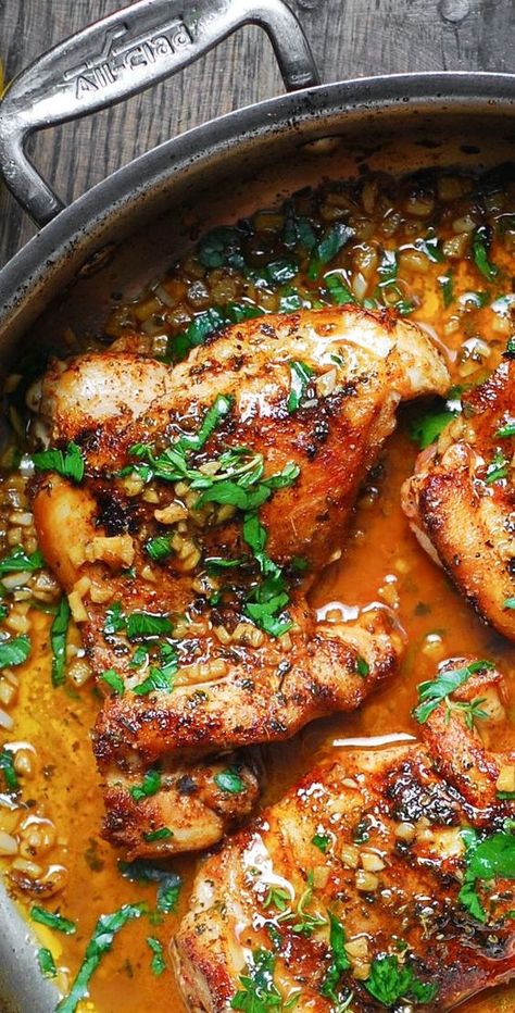 Cajun Chicken with Garlic Lemon Butter Sauce - in a skillet. Crockpot Dinner Recipes For Family, Garlic Lemon Butter Sauce, Cajun Chicken Recipes, Chicken With Garlic, Crockpot Dinner Recipes, Lemon Butter Chicken, Cajun Dishes, Pan Seared Chicken, Seared Chicken