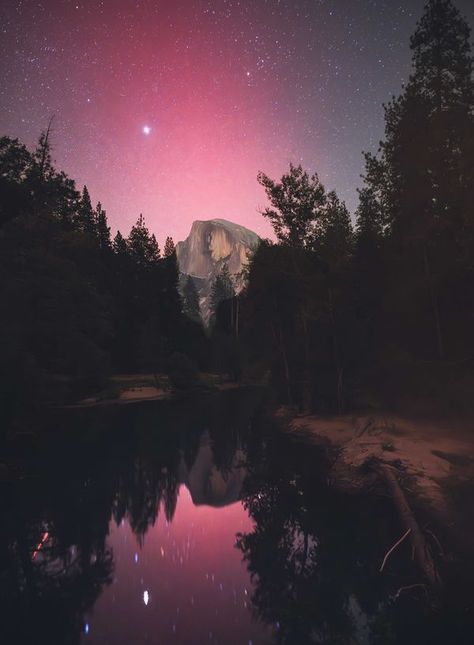 Yosemite National Park | A stunning location made even more beautiful with last night's Aurora show over Half Dome last night | Facebook Half Dome Yosemite, Country Side, Yosemite National, Half Dome, Yosemite National Park, Last Night, National Park, Places To Go, Aurora