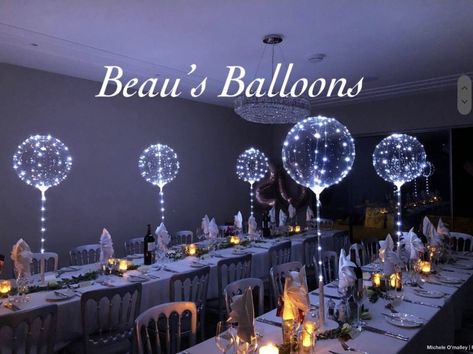 Led Balloon Centerpiece Ideas, Led Balloon Wedding, Balloon Wedding Centerpieces, Light Up Balloons, 18th Birthday Decorations, Students Christmas, Balloon Wedding, Led Balloons, Balloon Lights