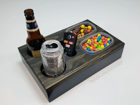 Drinks and Snacks Sofa/Bed Tray : 11 Steps (with Pictures) - Instructables Food Tray Diy, Couch Tray, Drinks And Snacks, Beer Caddy, Diy Drinks, Tape Painting, Drinks Tray, Bed Tray, Snack Containers