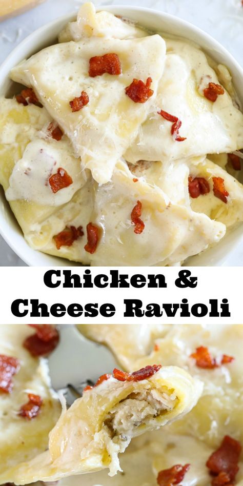 This Chicken and Cheese Ravioli is savory, creamy, and so delicious. It's also easy to make and uses just a few simple ingredients. #chickencheeseravioli #chickenandcheeseravioli #chickencheeseraviolirecipe #raviolirecipe Ravioli And Chicken, Amazing Chicken Breast Recipes, Cheese Ravioli Recipe, Chicken Ravioli, Costco Chicken, Ravioli Filling, Italian Cuisine Recipe, Chicken And Cheese, Ravioli Recipe