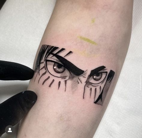 Eren Jaeger Eyes Tattoo, Eren Eyes Tattoo, Eren Jaeger Tattoo, Anime Tattoo Ideas Manga, Attack On Titan Tattoo, Sick Tattoo, One Piece Tattoos, Handpoke Tattoo, Anime Tattoo