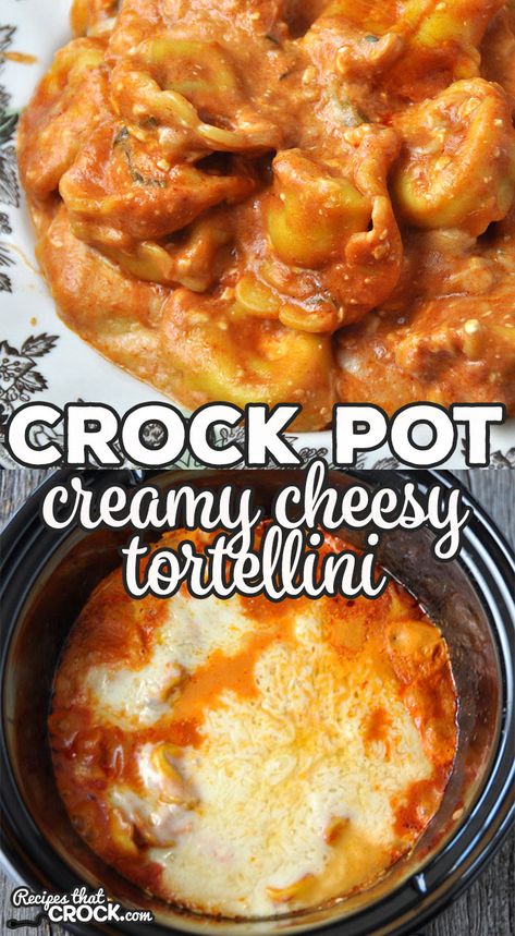 This Creamy Crock Pot Cheesy Tortellini immediately made its way onto my must-make-often list. I bet it will be the same for you! Yum! Crockpot Cheesy Tortellini Recipe, Slow Cooker Cheesy Tortellini, Tortellini Crockpot Recipe, Crockpot Tortellini Recipes, Tortellini Recipes Crockpot, Crock Pot Tortellini, Cheese Tortellini Recipes, Cheesy Tortellini, Veg Meals