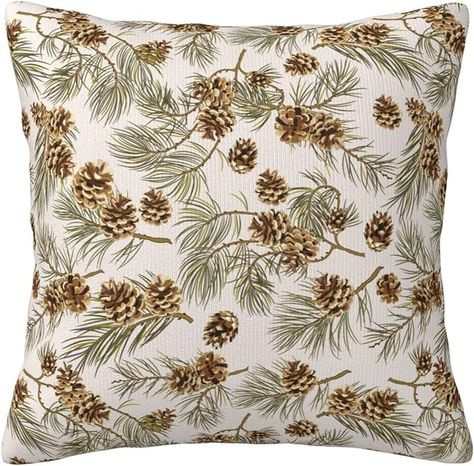 Amazon.com: Gradually Varied Pine Cones Pillowcases Winter Plant Vintage Seamless Pattern Art Design Pillow Case Decorative Throw Pillow Cover for Home Sofa Office 18x18inch : Home & Kitchen Throw Pillow Cover Pattern, Christmas Plant, Pillow Covers Pattern, Christmas Plants, Linen Pillow Cases, Linen Cushion, Christmas And Winter, Green Pattern, Decorative Throw Pillow Covers