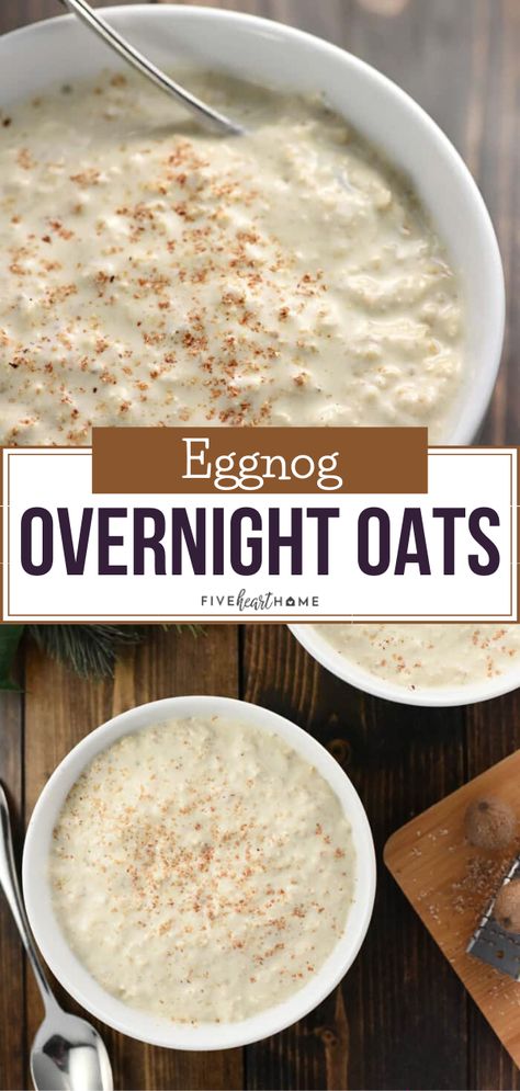 Egg Nog Overnight Oats, Eggnog Overnight Oats, Halloween Overnight Oats, Overnight Oats Christmas, Christmas Oatmeal Breakfast, Christmas Overnight Oats, Winter Overnight Oats, Oat Ideas, Healthy Winter Breakfast