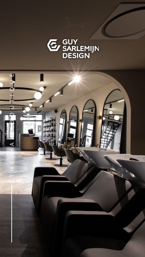 Introducing The Hair Boutique! We've transformed their space into a vibrant oasis, where every corner blooms with personality and elegance. 🙌 Black Salon Decor, Small Salon Interior Design, Hairsalon Ideas, Hair Salon Ideas, Barbershop Design Interior, Salon Interior Design Ideas, Small Salon, Stage Lighting Design, Barber Shop Interior