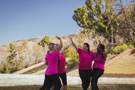 Group of fit women giving high five to each other in the boot camp by Wavebreakmedia. Group of fit women giving high five to each other in the boot camp on a sunny day #Sponsored #giving, #high, #women, #Group Outdoor Workout Photoshoot, Working Out Outside, Groups Of Women, Workout Photoshoot, Outdoor Workout, Branding Shoot, Boot Camp, Woman Standing, High Five