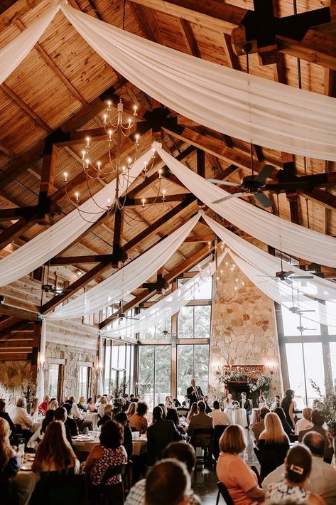 The Springs Denton Lodge, Wedding Reception Draping, Mountain Reception, Drapery Wedding, Orange Weddings, Draping Ideas, Wedding Reception Hall, Wedding Draping, Events Place