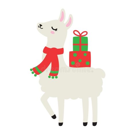 Llama or Alpaca Carrying Christmas Gift Presents Vector Illustration royalty free illustration Christmas Alpaca, Vinyl Projects Silhouette, Christmas Scarf, Vector Christmas, Animal Embroidery, Cricut Projects Vinyl, Vinyl Crafts, Christmas Vectors, Vinyl Projects