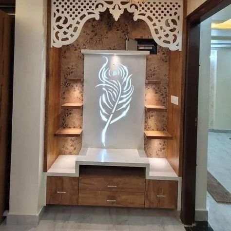 Mandir Unit, Puja Room Design Indian, Almira Design, Mandir Door, Puja Unit, Mandir Designs, Puja Ghar, Indian House Exterior Design, Pooja Unit