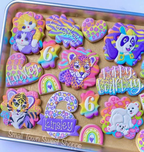 Small Town Sweet Shoppe | Taking me back to jr high with this Lisa Frank set!! 😍💞🌈🎉🐆 Happy Birthday Kinsley! 🥳 . . . . #lisafrank #lisafrankcookies #girlcookies… | Instagram Lisa Frank Bday Party, Lisa Frank Birthday Party Invitations, Lisa Frank Cupcakes, Lisa Frank Themed Party, Lisa Frank Party Decorations, Lisa Frank Birthday Party Ideas, Lisa Frank Cookies, Lisa Frank Birthday Party Decorations, Lisa Frank Birthday Cake