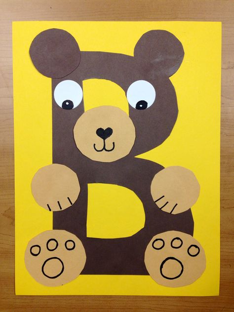 B is for Bear.  Brown bear.  Preschool alphabet craft.  Letter B craft. Alphabet art. Preschool Letter B, B Is For Bear, Letter B Activities, Bears Preschool, Preschool Letter Crafts, Alphabet Crafts Preschool, Abc Crafts, Alphabet Letter Crafts, The Letter B