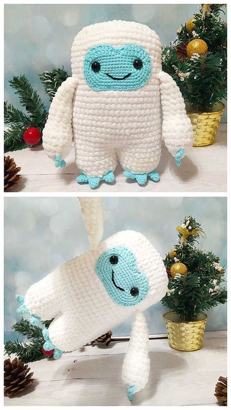 Lunch the Monster Amigurumi Crochet Free Pattern Yeti Monster, Cute Yeti, Monster Amigurumi, Amigurumi Crochet Free Pattern, Fall Crochet Patterns, Crochet Monsters, Crochet Dolls Free Patterns, Valentines Crochet, Free Amigurumi Patterns