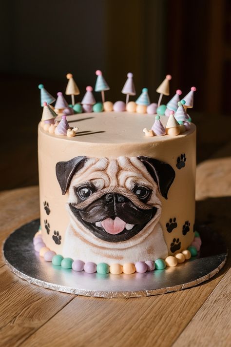 Fetch These Cute Pug Birthday Cake Designs for Your Party Pug Cake Ideas, Pug Birthday, Pug Birthday Cake Ideas, Pug Cupcake Toppers, Pug Birthday Cake, Pug Birthday Invitations, Pug Cake, Birthday Pug, Puppy Cake