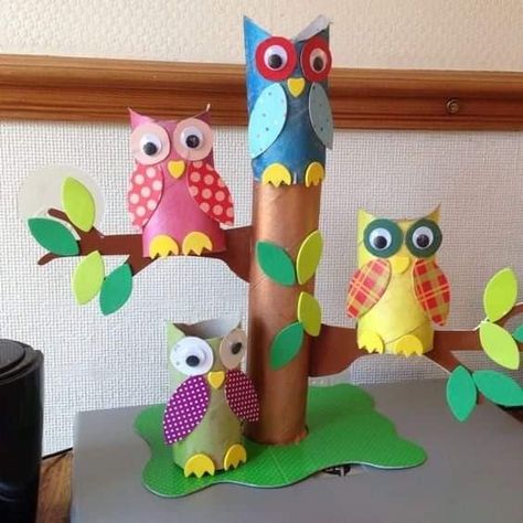 Crafts For Kids Paper, Toilet Paper Crafts, Paper Owls, Animals And Birds, Cool Paper Crafts, Hand Crafts For Kids, Animal Crafts For Kids, Paper Roll Crafts, Diy Crafts For Kids Easy