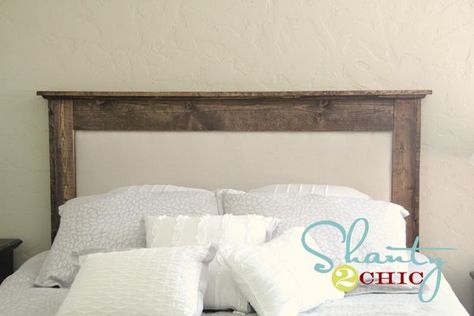 Dark Wood Headboard, Diy Wood Headboard, Pottery Barn Style, Queen Upholstered Headboard, Diy Headboard Upholstered, Diy Bed Frame, Fabric Headboard, Diy Headboards, Wooden Headboard