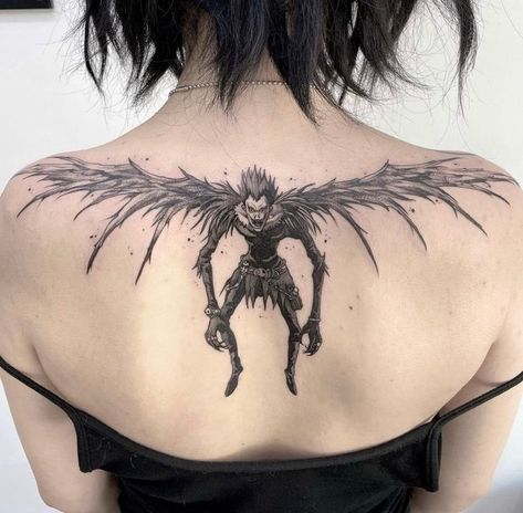 Ryuk Tattoo, Tato Grunge, Bodysuit Tattoos, Spilled Ink, Vintage Tattoos, Chris Garver, Grunge Tattoo, Knuckle Tattoos, Manga Tattoo