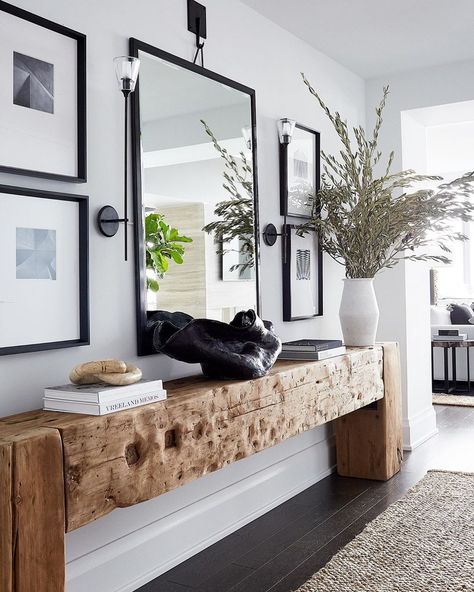 Natalie Boyle on Instagram: “How amazing is Kerry Washington’s foyer?! The reclaimed wood console table is so stunning! ✨  I absolutely love the design by RH Interior…”