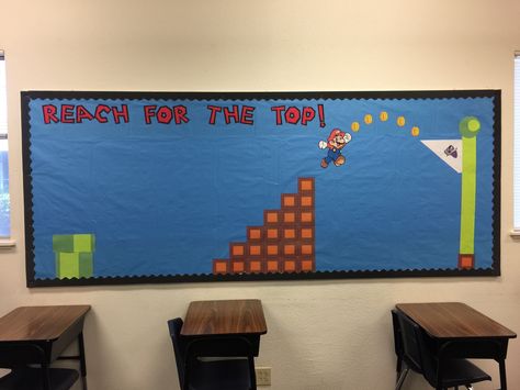 Super Mario Bros Bulletin Board, Tetris Bulletin Board, Video Game Bulletin Board, Super Mario Bulletin Board, Mario Bulletin Board, Kpi Board, Easy Bulletin Boards, Math Bulletin Boards, Reading Boards