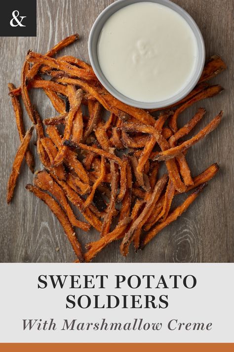 Sweet Potato Fries Marshmallow Dip, Sweet Potato Fries With Marshmallow Dip, Marshmallow Dip For Sweet Potato Fries, Sweet Potato Fries Dip, Sweet Potato Marshmallow Recipes, Sweet Potato Fry Dip, Sweet Potato Dip, Marshmallow Fluff Recipes, Sweet Potatoes With Marshmallows