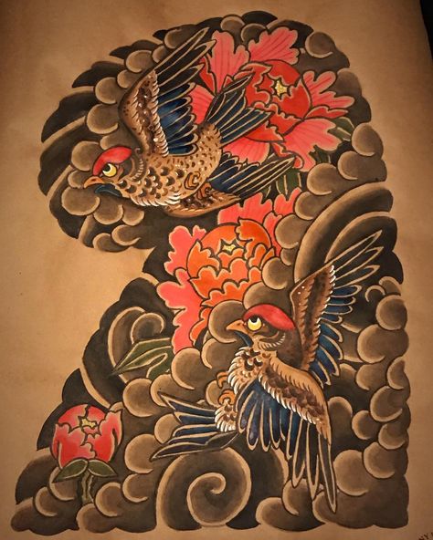 Japanese Sparrow Tattoo, Japanese Sparrow, Tattoo Hawk, Tattoo Japanese, Sparrow Tattoo, Tattoo Artwork, Tiger Tattoo, Japanese Tattoo, Useful Life Hacks