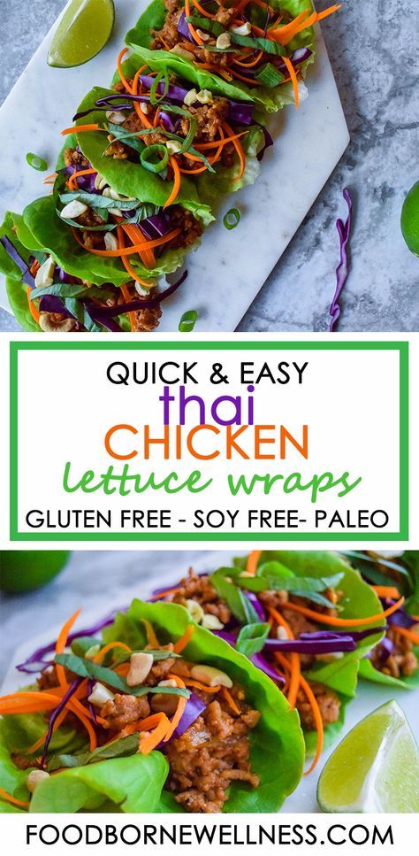 Thai Chicken Lettuce Wraps, Lettuce Wrap Recipes, Soy Recipes, Chicken Lettuce Wraps, Thai Chicken, Wellness Recipes, Lettuce Wraps, Wrap Recipes, Vegetable Dishes