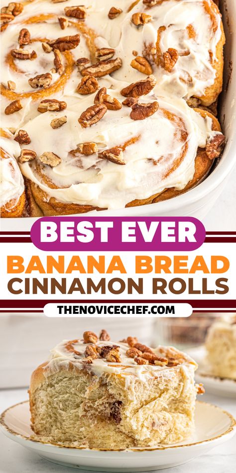 Banana Bread Cinnamon Rolls, Banana Bread Cinnamon, Bread Cinnamon Rolls, Monkey Breads, Bread Cinnamon, Pecan Cinnamon Rolls, Breakfast Coffee Cake, Cinnamon Roll Bread, Deserts Easy