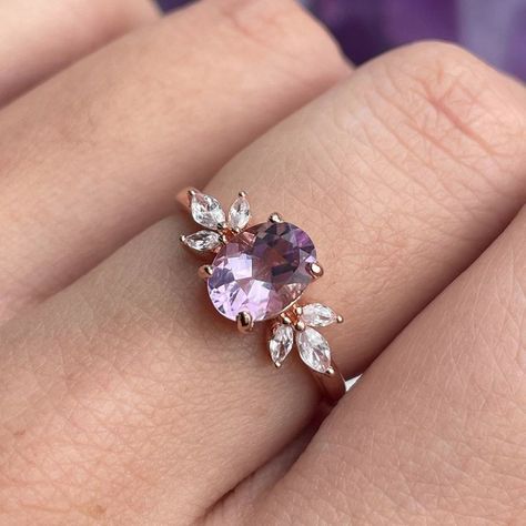 The immaculate vibes of our Contessa Ring are absolutely unmatched. ✨ The pristine and opulent amethyst crystal is framed by two delicate cubic zirconia blossoms in this delicate design. Immaculate Vibes, Simple Jewellery Designs, Fairytale Ring, Ethereal Jewelry, Cute Engagement Rings, Instagram Jewelry, Future Engagement Rings, Magical Jewelry, Matching Jewelry